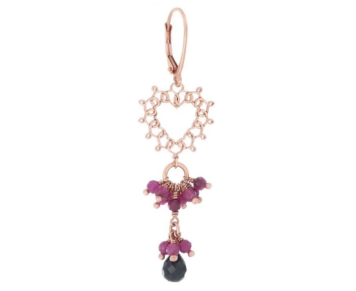 MONO ORECCHINO MAMAN ET SOPHIE FASHION RUBINO IN ARGENTO 925, RUBINI E SPINELLO