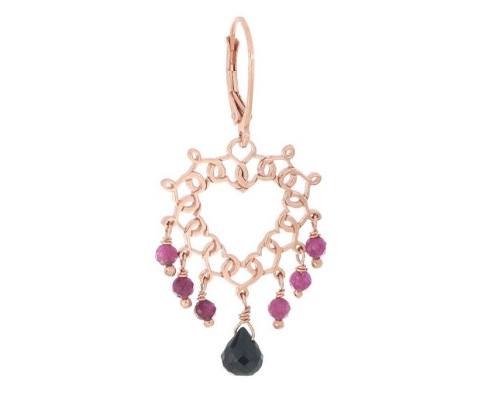 MONO ORECCHINO MAMAN ET SOPHIE FASHION RUBINO IN ARGENTO 925, RUBINI E SPINELLO