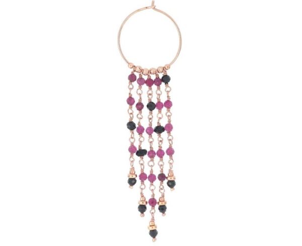 MONO ORECCHINO A CERCHIO MAMAN ET SOPHIE FASHION RUBINO IN ARGENTO 925, RUBINI E SPINELLO
