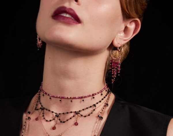 MONO ORECCHINO A CERCHIO MAMAN ET SOPHIE FASHION RUBINO IN ARGENTO 925, RUBINI E SPINELLO - immagine 2