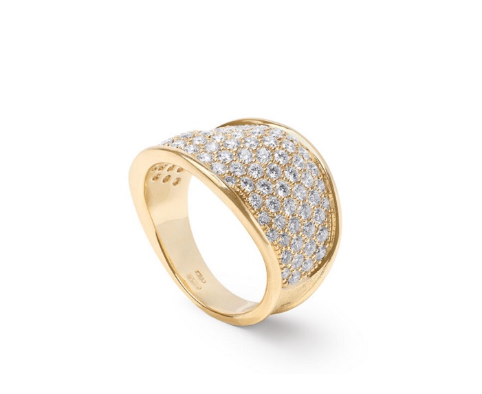 ANELLO MARCO BICEGO LUNARIA ALTA IN ORO GIALLO CON PAVE' DI DIAMANTI (ct.1,66)