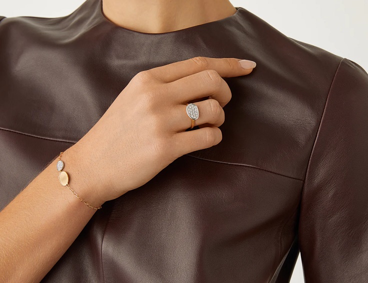 ANELLO MARCO BICEGO LUNARIA IN ORO GIALLO E BIANCO CON PAVE’ DI DIAMANTI (ct. 0,28) - immagine 2