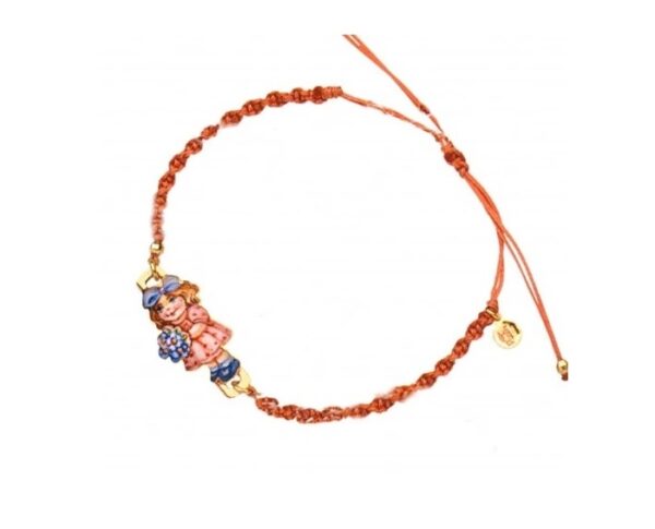 BRACCIALE GABRIELLA RIVALTA MINI PREZIOSI IN ORO GIALLO, SAGOLA NAUTICA, RAME E SMALTI A GRAN FUOCO