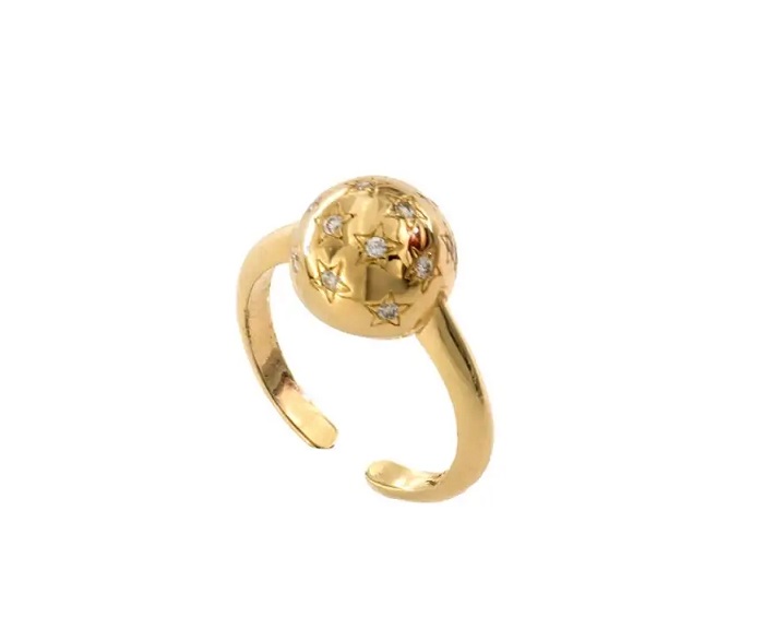 ANELLO RUE DES MILLE STARDUST IN ARGENTO PLACCATO ORO GIALLO E ZIRCONI
