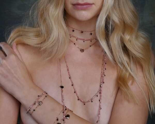 COLLANA MAMAN ET SOPHIE FASHION SMERALDO E RODOCROSITE IN ARGENTO 925, RODOCROSITE E SPINELLI - immagine 2