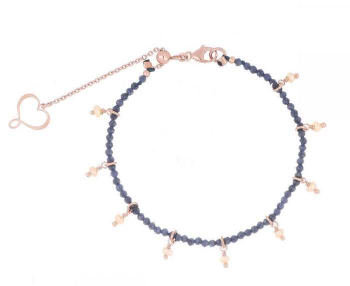 BRACCIALE MAMAN ET SOPHIE FASHION ZAFFIRO E PERLA IN ARGENTO 925, ZAFFIRI E PERLE