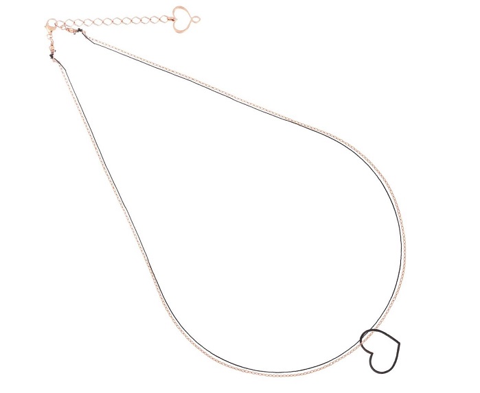 COLLANA MAMAN ET SOPHIE FASHION OLTRE IN ARGENTO 925 CON FILO E CUORE SMALTATO DI NERO