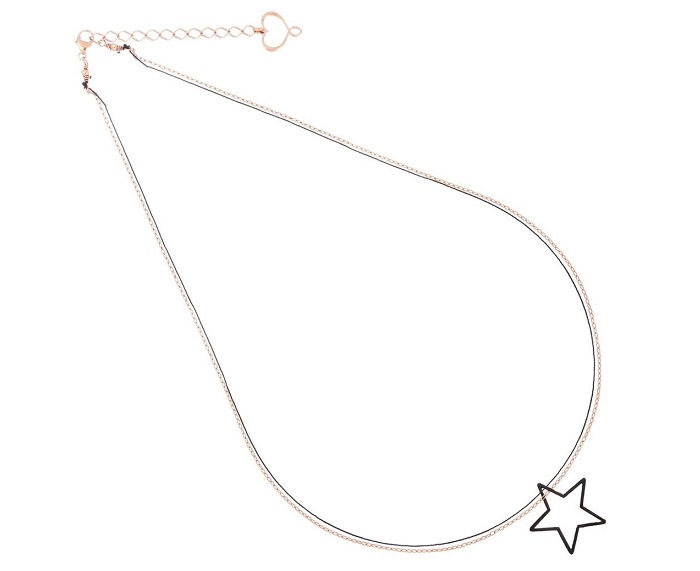 COLLANA MAMAN ET SOPHIE FASHION OLTRE IN ARGENTO 925 CON FILO E STELLA SMALTATA DI NERO