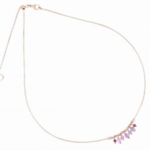 COLLANA MAMAN ET SOPHIE FASHION SEULEMENT SOPHIE IN ARGENTO 925, TANZANITE INDACO, TORMALINA ROSA, AMETISTA VIOLA E GRANATO ROSSO