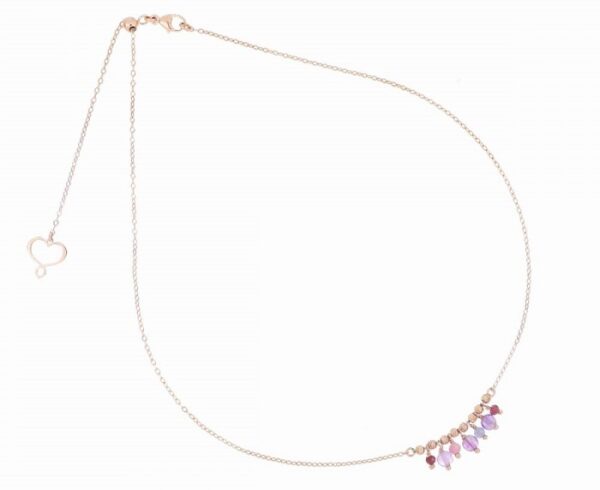 COLLANA MAMAN ET SOPHIE FASHION SEULEMENT SOPHIE IN ARGENTO 925, TANZANITE INDACO, TORMALINA ROSA, AMETISTA VIOLA E GRANATO ROSSO