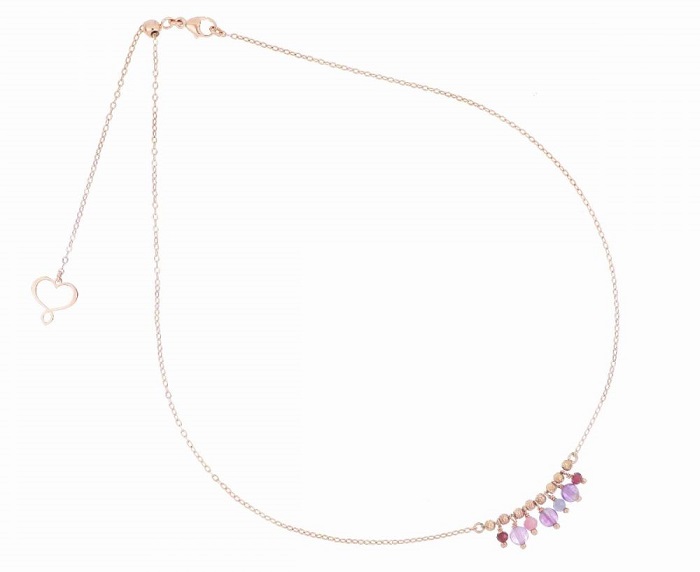 COLLANA MAMAN ET SOPHIE FASHION SEULEMENT SOPHIE IN ARGENTO 925, TANZANITE INDACO, TORMALINA ROSA, AMETISTA VIOLA E GRANATO ROSSO