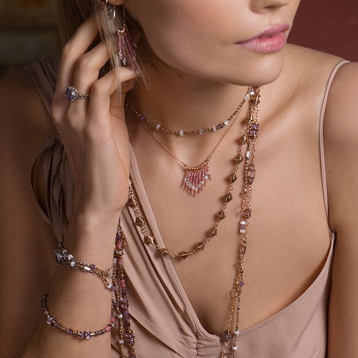 COLLANA MAMAN ET SOPHIE FASHION SEULEMENT SOPHIE IN ARGENTO 925, TORMALINA ROSA E ACQUAMARINA AZZURRA - immagine 2