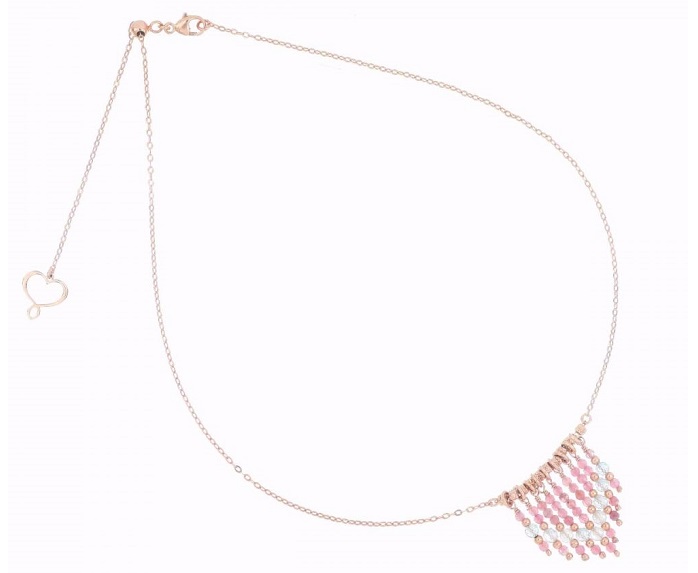 COLLANA MAMAN ET SOPHIE FASHION SEULEMENT SOPHIE IN ARGENTO 925, TORMALINA ROSA E ACQUAMARINA AZZURRA