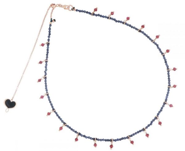COLLANA MAMAN ET SOPHIE FASHION ZAFFIRO & GRANATO IN ARGENTO 925, ZAFFIRI E GRANATO