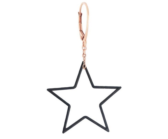 MONO ORECCHINO GRANDE MAMAN ET SOPHIE FASHION OLTRE IN ARGENTO 925 CON STELLA SMALTATA DI NERO