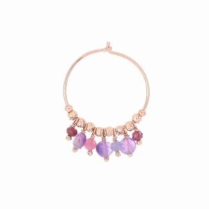 MONO ORECCHINO A CERCHIO MAMAN ET SOPHIE FASHION SEULEMENT SOPHIE IN ARGENTO 925, TANZANITE INDACO, TORMALINA ROSA, AMETISTA VIOLA E GRANATO ROSSO