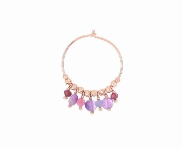 MONO ORECCHINO A CERCHIO MAMAN ET SOPHIE FASHION SEULEMENT SOPHIE IN ARGENTO 925, TANZANITE INDACO, TORMALINA ROSA, AMETISTA VIOLA E GRANATO ROSSO
