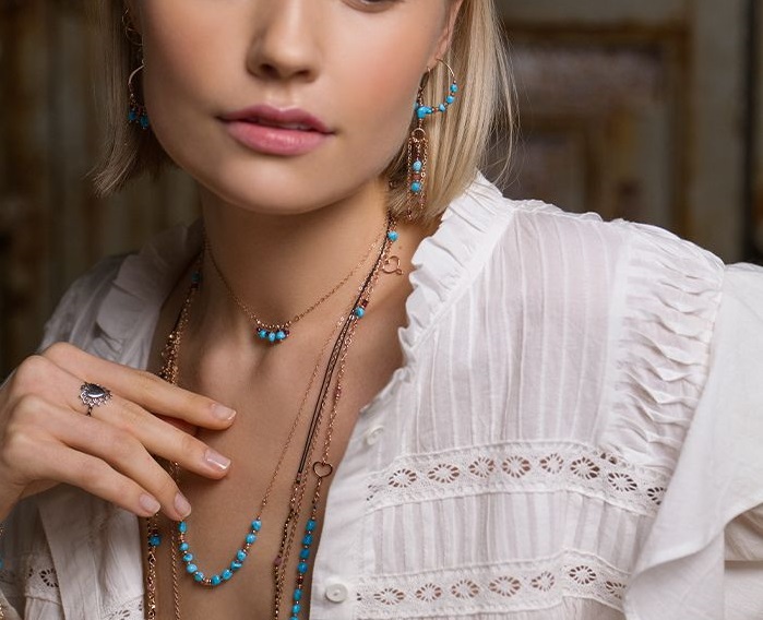 COLLANA MAMAN ET SOPHIE FASHION TURCHESE IN ARGENTO 925 E TURCHESE - immagine 2