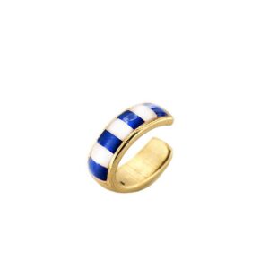 MONO ORECCHINO EARCUFF RUE DES MILLE I SOGNI SON DESIDERI IN ARGENTO PLACCATO ORO GIALLO CON SMALTO BLU E BIANCO