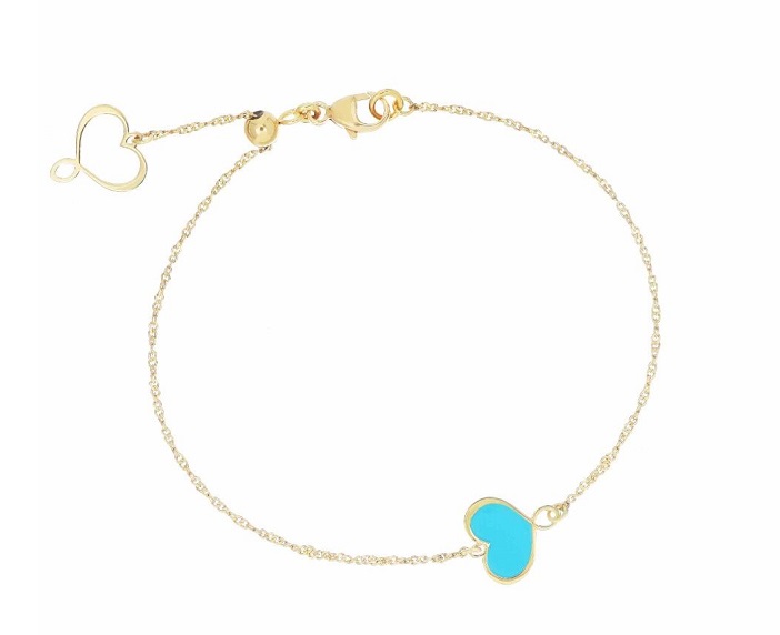 BRACCIALE MAMAN ET SOPHIE FASHION LOGO IN ARGENTO 925 CON CUORE SMALTATO AZZURRO