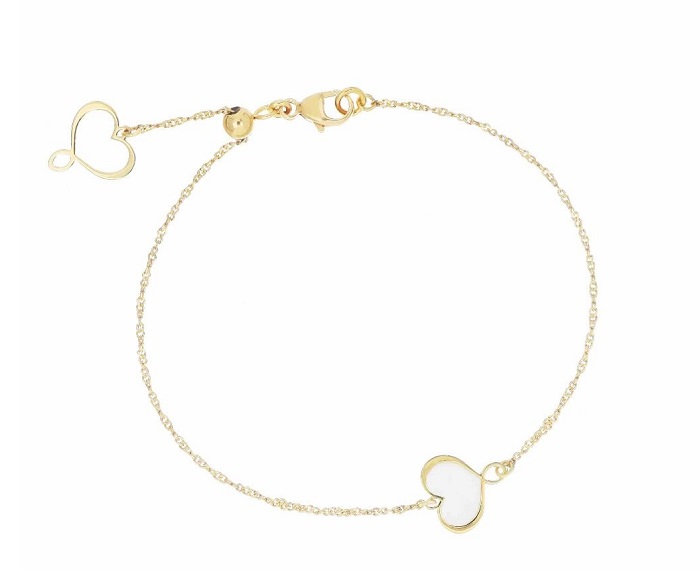 BRACCIALE MAMAN ET SOPHIE FASHION LOGO IN ARGENTO 925 CON CUORE SMALTATO BIANCO