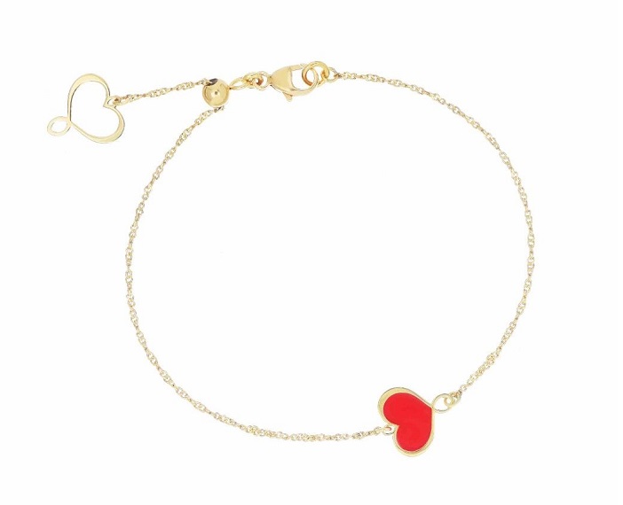 BRACCIALE MAMAN ET SOPHIE FASHION LOGO IN ARGENTO 925 CON CUORE SMALTATO ROSSO