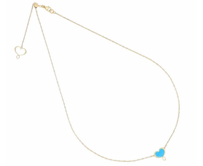 COLLANA MAMAN ET SOPHIE FASHION LOGO IN ARGENTO 925 CON CUORE SMALTATO AZZURRO