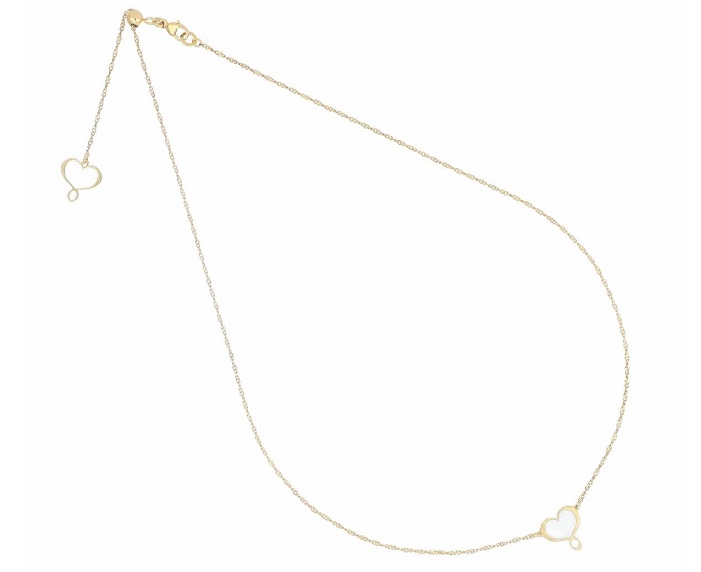 COLLANA MAMAN ET SOPHIE FASHION LOGO IN ARGENTO 925 CON CUORE SMALTATO BIANCO