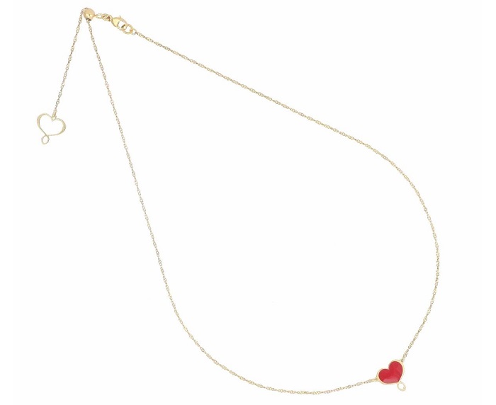 COLLANA MAMAN ET SOPHIE FASHION LOGO IN ARGENTO 925 CON CUORE SMALTATO ROSSO