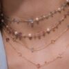 COLLANA MAMAN ET SOPHIE AVRVM NUVOLE ROSA IN ORO GIALLO CON AMETISTA VIOLA, TOPAZIO ROSA, TORMALINA ROSA, TANZANITE E PERLE BIANCHE - immagine 2