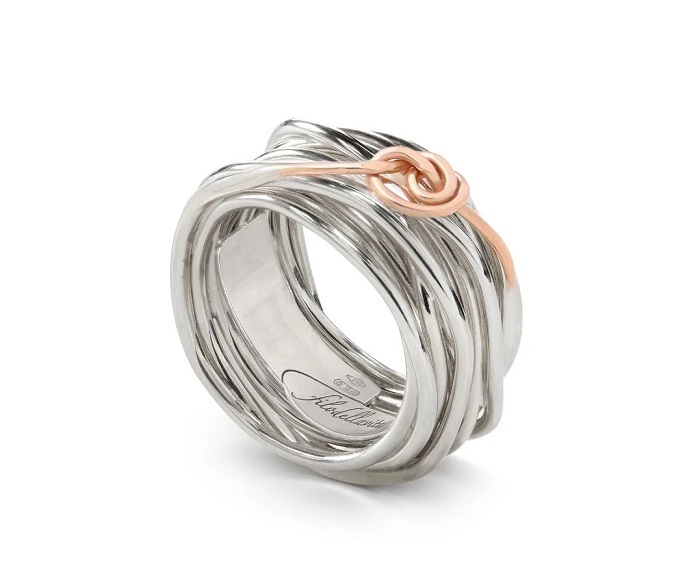 ANELLO RUBINIA FILODELLAVITA CLASSIC COLLECTION 13 FILI IN ARGENTO 925 E NODINO FILODAMORE IN ORO ROSA 9KT Gioielleria Il Tuo Gioiello