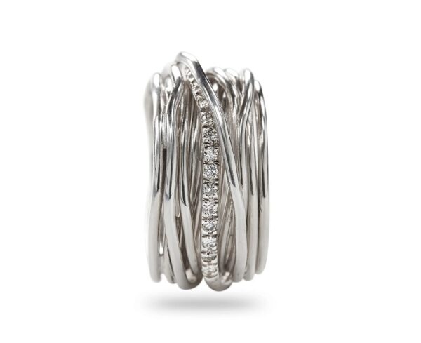 ANELLO RUBINIA FILODELLAVITA CLASSIC COLLECTION 13 FILI IN ARGENTO 925 E DIAMANTI BIANCHI (ct. 0,21) - immagine 2