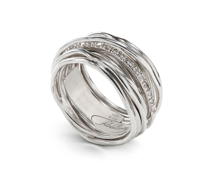 ANELLO RUBINIA FILODELLAVITA CLASSIC COLLECTION 13 FILI IN ARGENTO 925 E DIAMANTI BIANCHI (ct. 0,21)