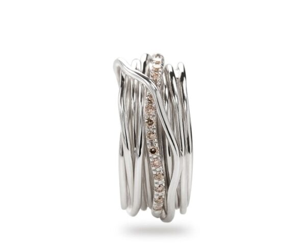 ANELLO RUBINIA FILODELLAVITA CLASSIC COLLECTION 13 FILI IN ARGENTO 925 E DIAMANTI BROWN (ct. 0,21) - immagine 2