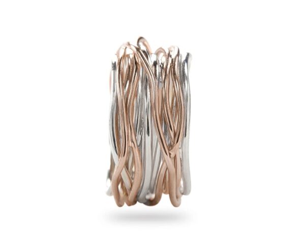 ANELLO RUBINIA FILODELLAVITA CLASSIC COLLECTION 13 FILI IN ARGENTO 925  E ORO ROSA 9KT - immagine 2