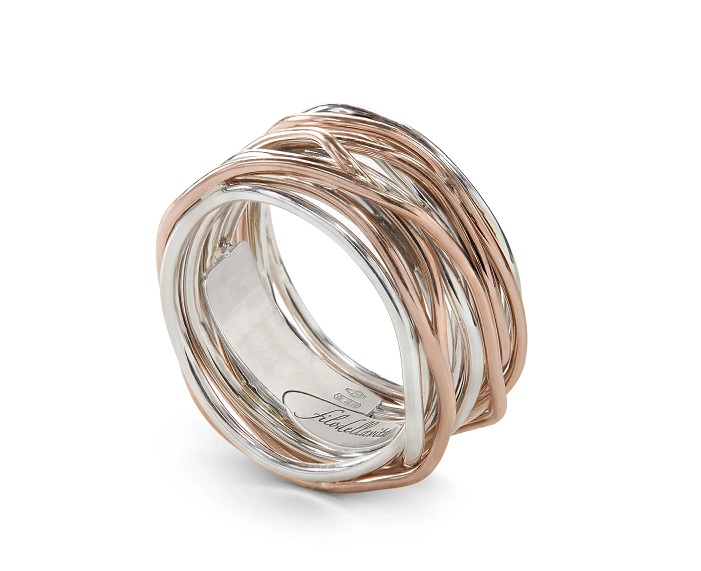 ANELLO RUBINIA FILODELLAVITA CLASSIC COLLECTION 13 FILI IN ARGENTO 925  E ORO ROSA 9KT