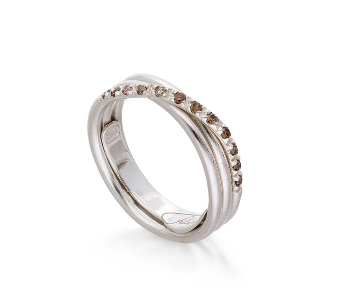 ANELLO RUBINIA FILODELLAVITA CLASSIC COLLECTION 3 FILI IN ARGENTO 925 E DIAMANTI BROWN (ct. 0,17)