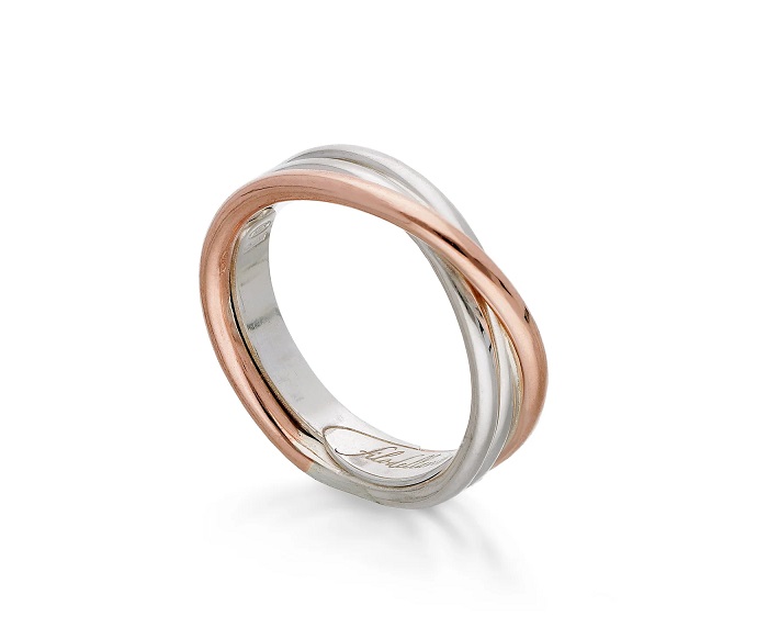 ANELLO RUBINIA FILODELLAVITA CLASSIC COLLECTION 3 FILI IN ARGENTO 925 E ORO ROSA 9KT