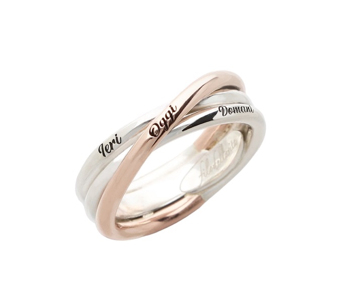 ANELLO RUBINIA FILODELLAVITA CLASSIC COLLECTION 3 FILI IN ARGENTO 925 E ORO ROSA 9KT PERSONALIZZABILE CON INCISIONI
