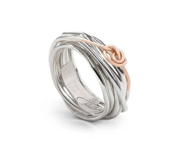 ANELLO RUBINIA FILODELLAVITA CLASSIC COLLECTION 7 FILI IN ARGENTO 925 E NODINO FILODAMORE IN ORO ROSA 9KT