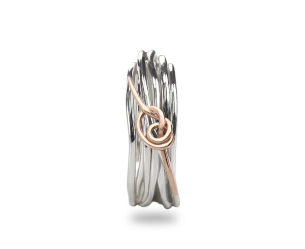 ANELLO RUBINIA FILODELLAVITA CLASSIC COLLECTION 7 FILI IN ARGENTO 925 E NODINO FILODAMORE IN ORO ROSA 9KT - immagine 2