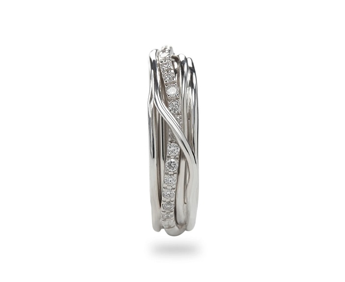 ANELLO RUBINIA FILODELLAVITA CLASSIC COLLECTION 7 FILI IN ARGENTO 925 E DIAMANTI BIANCHI (ct. 0,21) - immagine 2