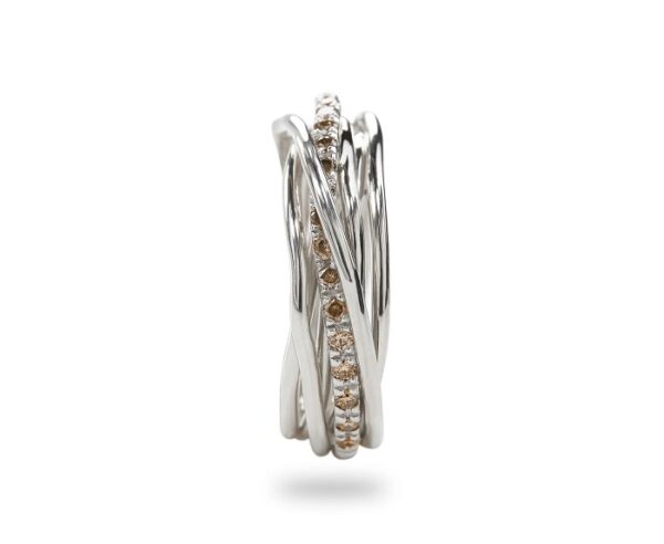 ANELLO RUBINIA FILODELLAVITA CLASSIC COLLECTION 7 FILI IN ARGENTO 925 E DIAMANTI BROWN (ct. 0,21) - immagine 2
