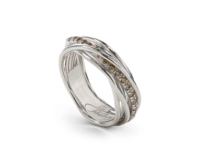 ANELLO RUBINIA FILODELLAVITA CLASSIC COLLECTION 7 FILI IN ARGENTO 925 E DIAMANTI BROWN (ct. 0,21)