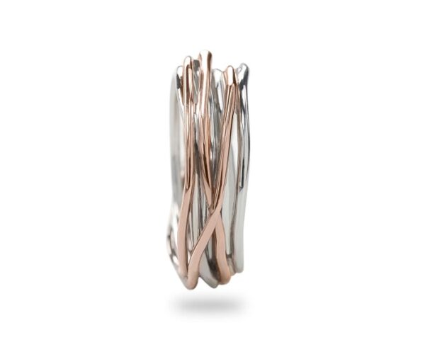 ANELLO RUBINIA FILODELLAVITA CLASSIC COLLECTION 7 FILI IN ARGENTO 925 E ORO ROSA 9KT - immagine 2