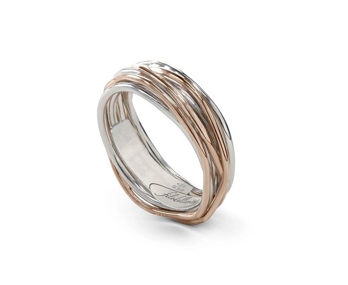 ANELLO RUBINIA FILODELLAVITA CLASSIC COLLECTION 7 FILI IN ARGENTO 925 E ORO ROSA 9KT