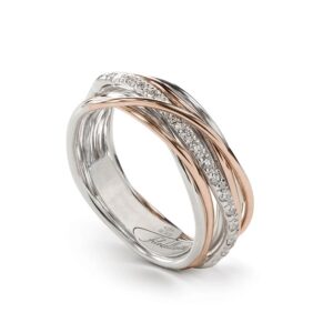 ANELLO RUBINIA FILODELLAVITA CLASSIC COLLECTION 7 FILI IN ORO ROSA 9KT ARGENTO 925 E DIAMANTI BIANCHI (ct. 0,21)