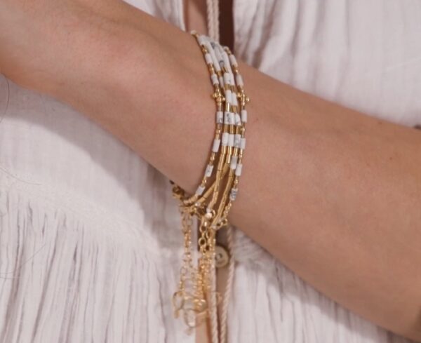 BRACCIALE MAMAN ET SOPHIE FASHION BIANCO IN ARGENTO 925 E AULITE BIANCA - immagine 2