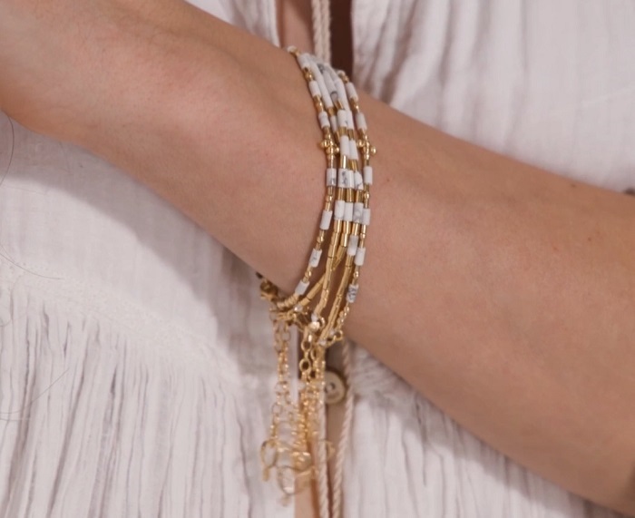 BRACCIALE MAMAN ET SOPHIE FASHION BIANCO IN ARGENTO 925 E AULITE BIANCA - immagine 2