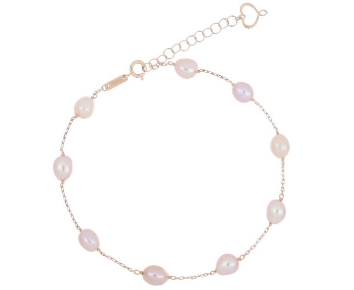 BRACCIALE MAMAN ET SOPHIE AVRVM PERLE IN ORO ROSA CON PERLE ROSA